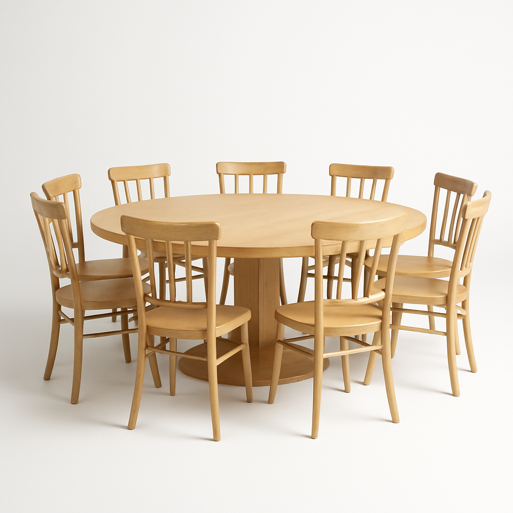 Table ronde 8 personnes bois clair