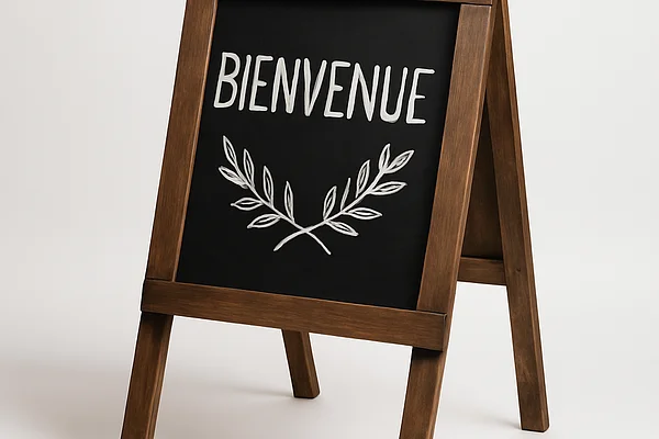 Pancarte bienvenue sur chevalet bohème