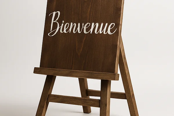 Pancarte bienvenue sur chevalet rustique