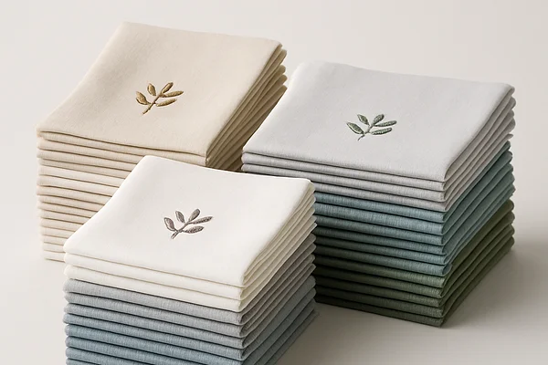 Lot 30 serviettes brodées minimaliste