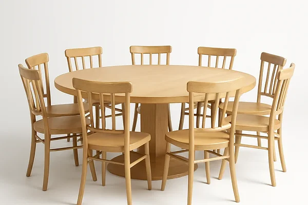 Table ronde 10 personnes bois clair